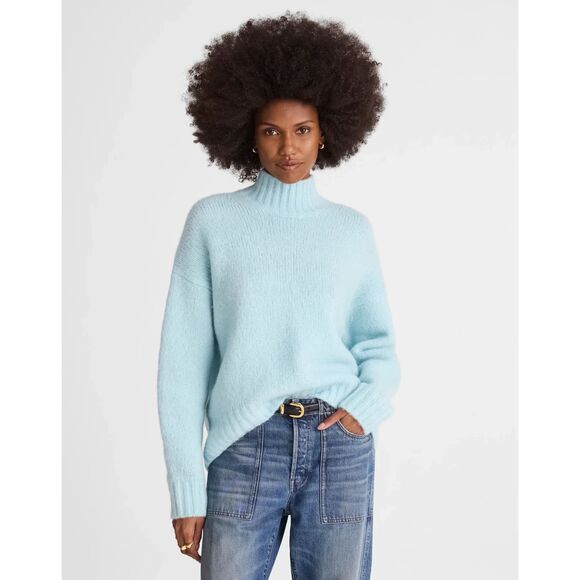 Madewell Sweaters - Madewell Alpaca Blend Turtleneck Sweater Sky Blue Hi Low NT592 XS NWT